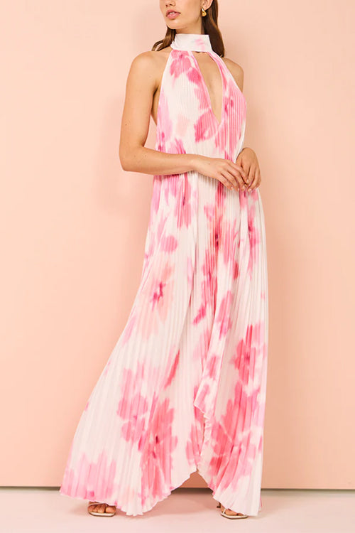 Deep V Neck Floral Maxi Dress