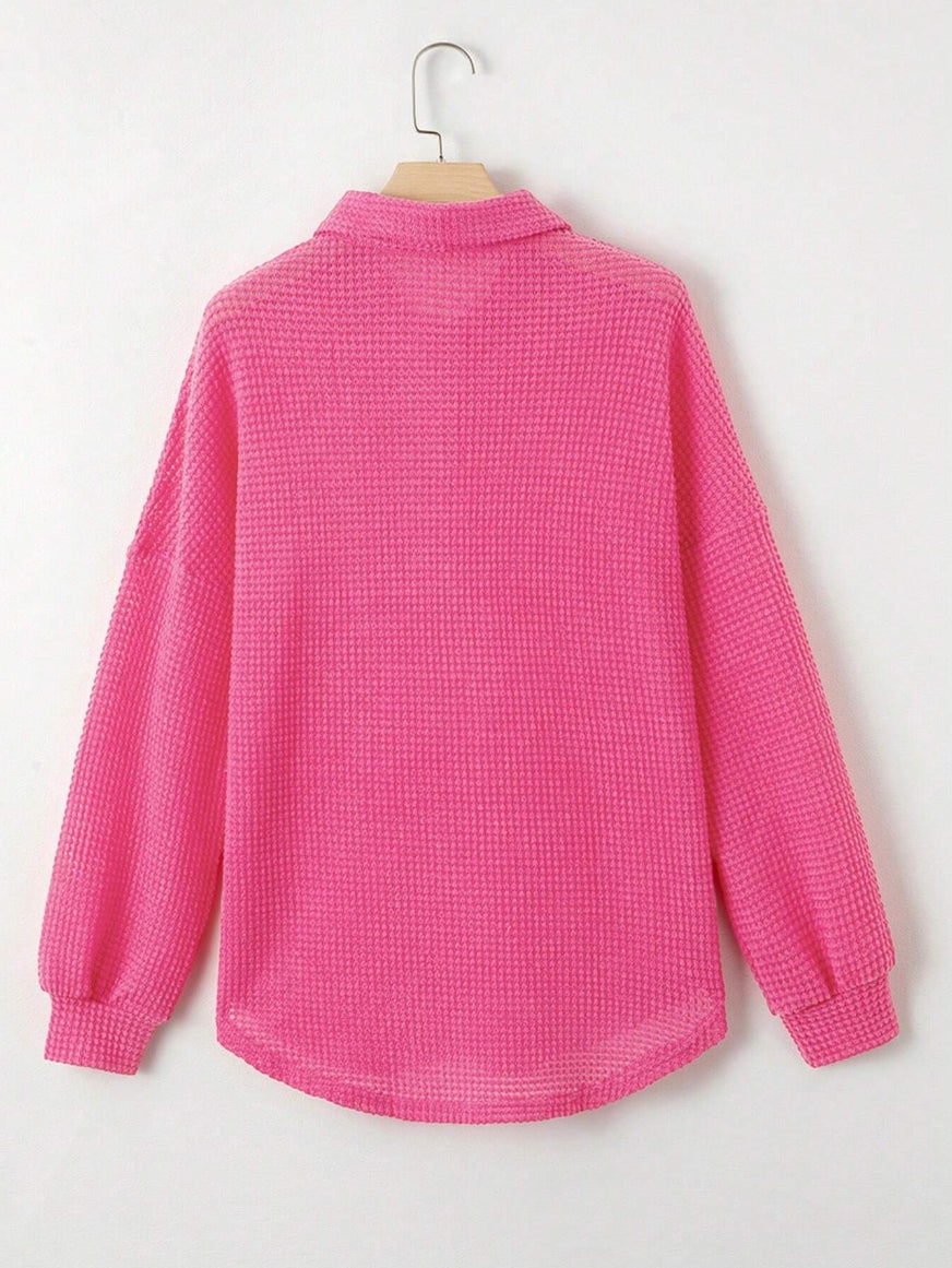 Waffle Knit V-Neck Shirt