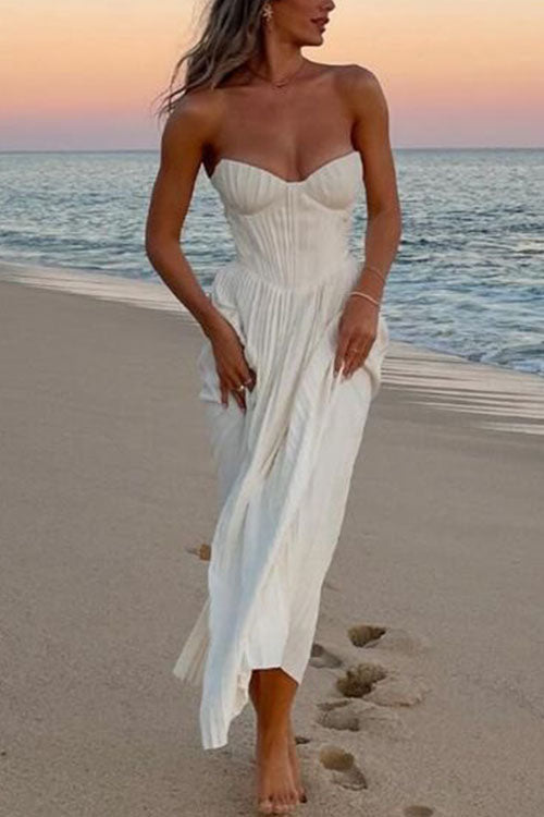Lumina Corset Pleated Maxi Dress