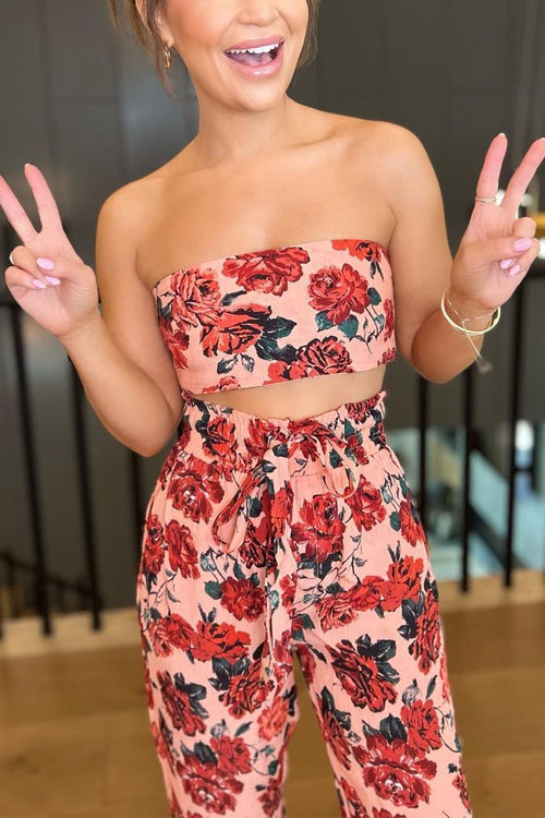 Floral Print Strapless Set