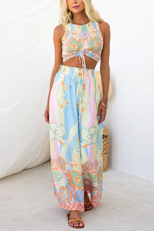 Drawstring Wide Leg Palazzo Pants