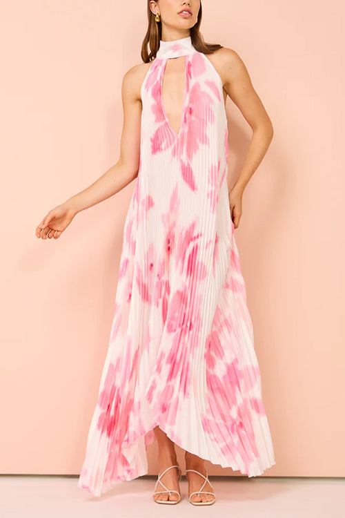 Deep V Neck Floral Maxi Dress