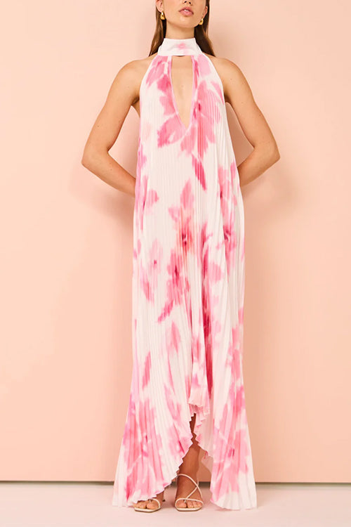 Deep V Neck Floral Maxi Dress