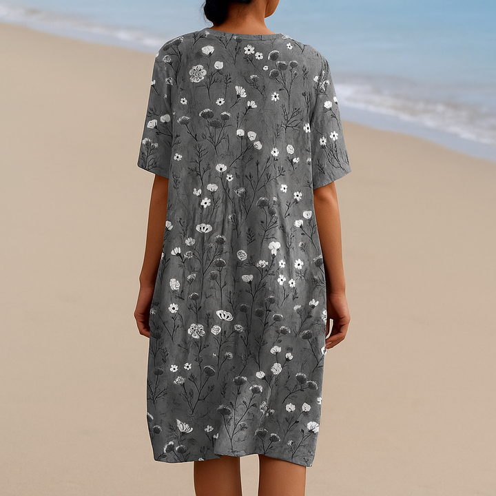 NOÉMIE | Gray Dress with White Flowers