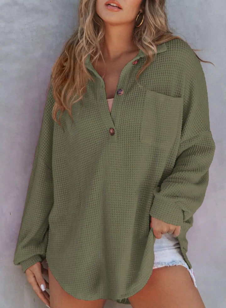 Waffle Knit V-Neck Shirt