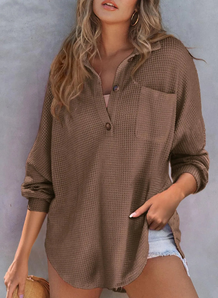 Waffle Knit V-Neck Shirt