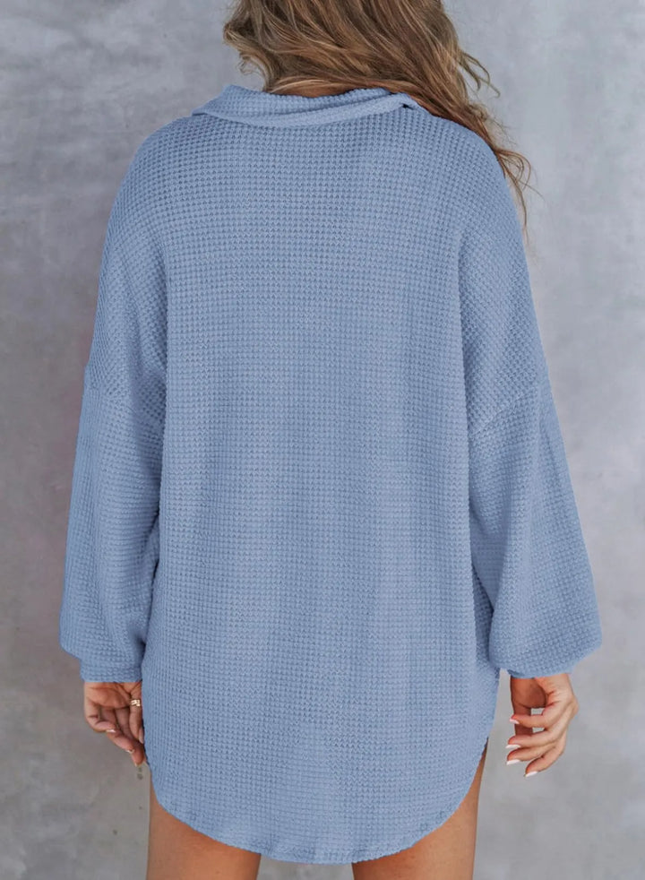 Waffle Knit V-Neck Shirt