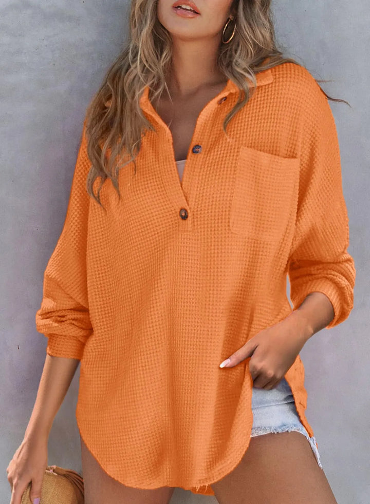 Waffle Knit V-Neck Shirt