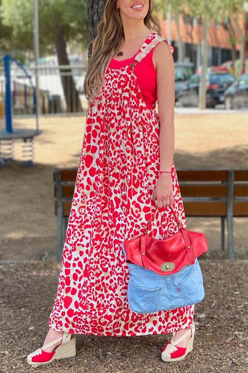 Women's Casual Strap Leopard Print Dress