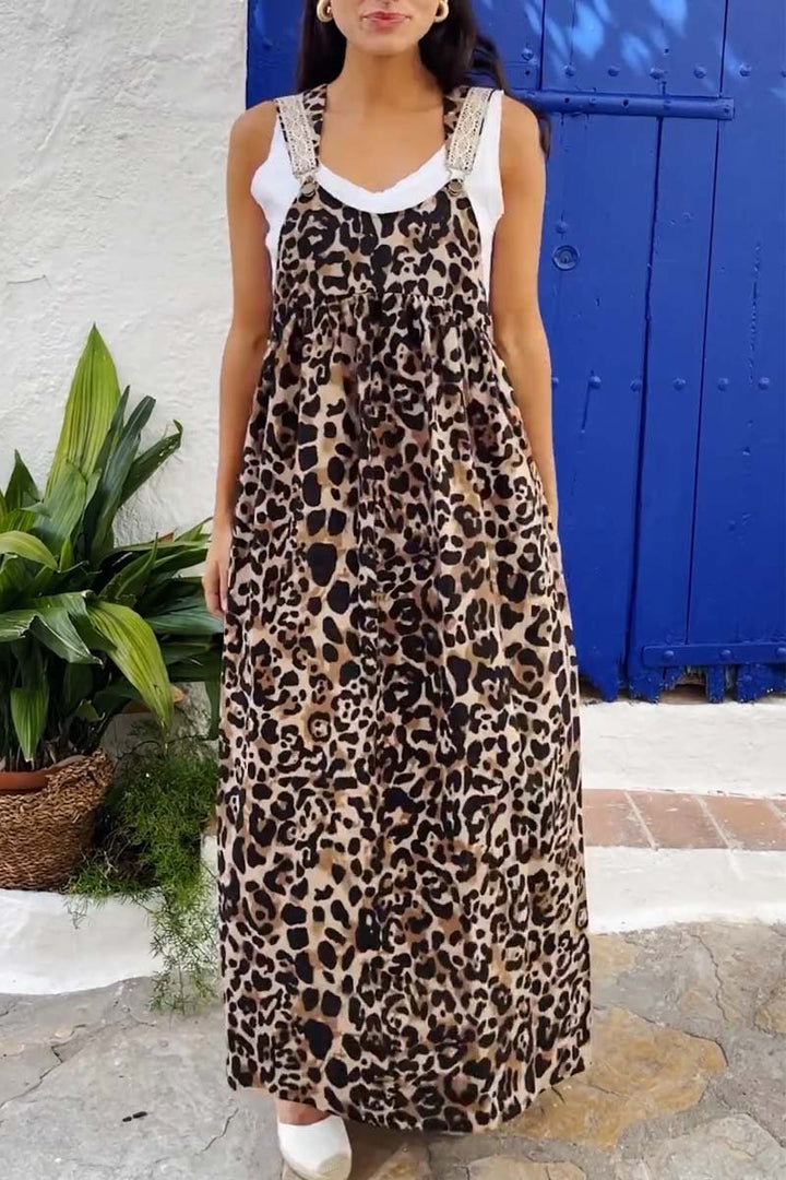 Women's Casual Strap Leopard Print Dress