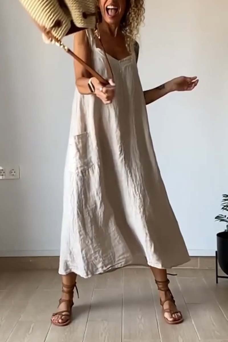 Casual loose cotton and linen dress