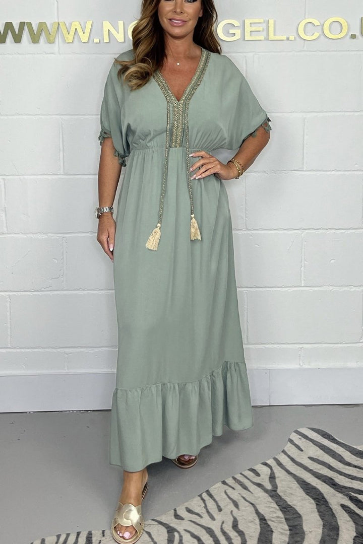 V-neck cotton dress