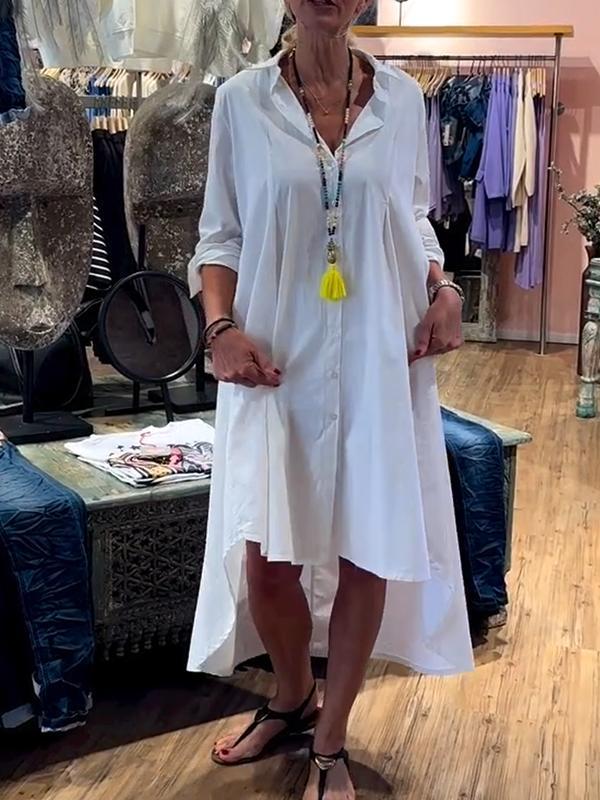 Irregular Button Shirt Dress