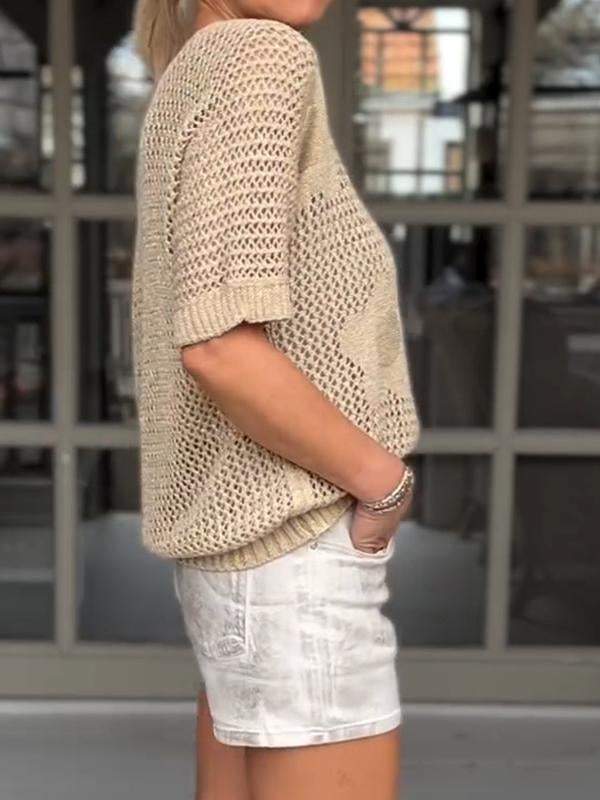 Casual V-neck Mid-sleeve Blouse