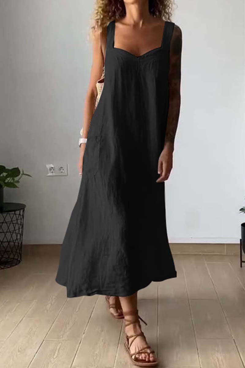 Casual loose cotton and linen dress