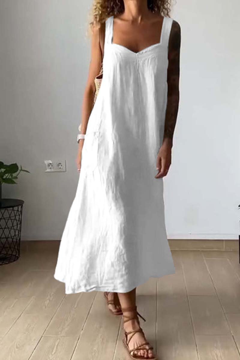 Casual loose cotton and linen dress