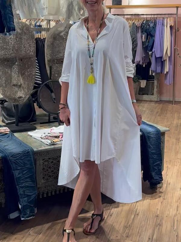 Irregular Button Shirt Dress