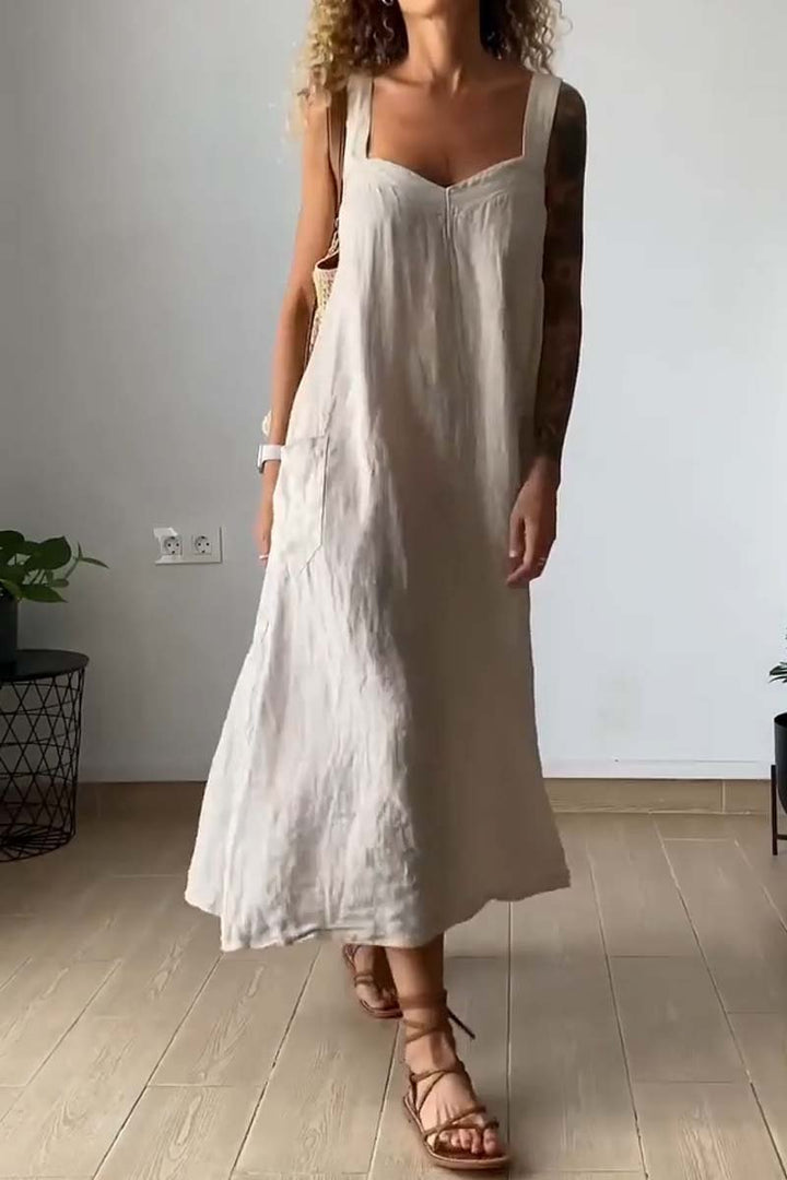 Casual loose cotton and linen dress