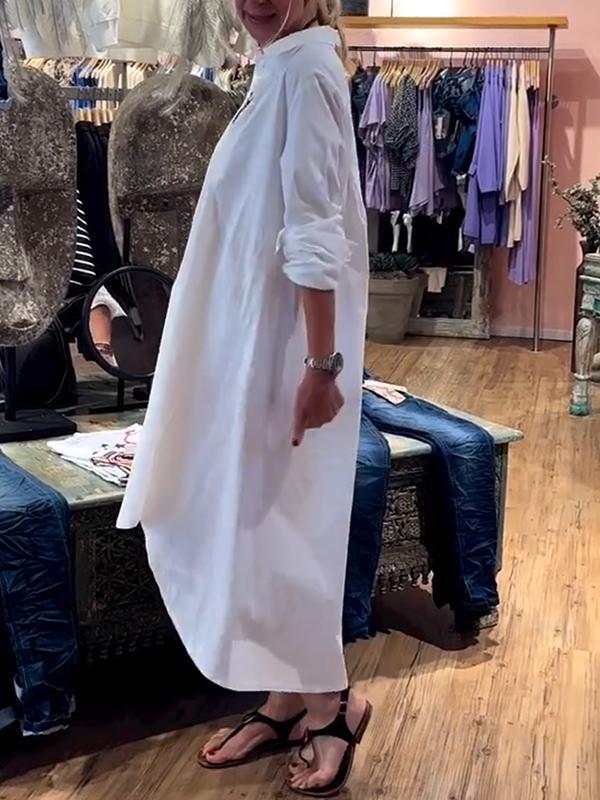 Irregular Button Shirt Dress