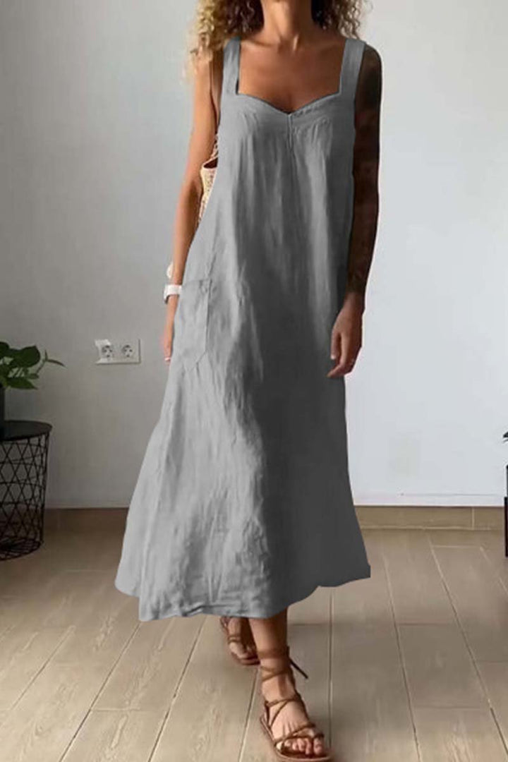 Casual loose cotton and linen dress