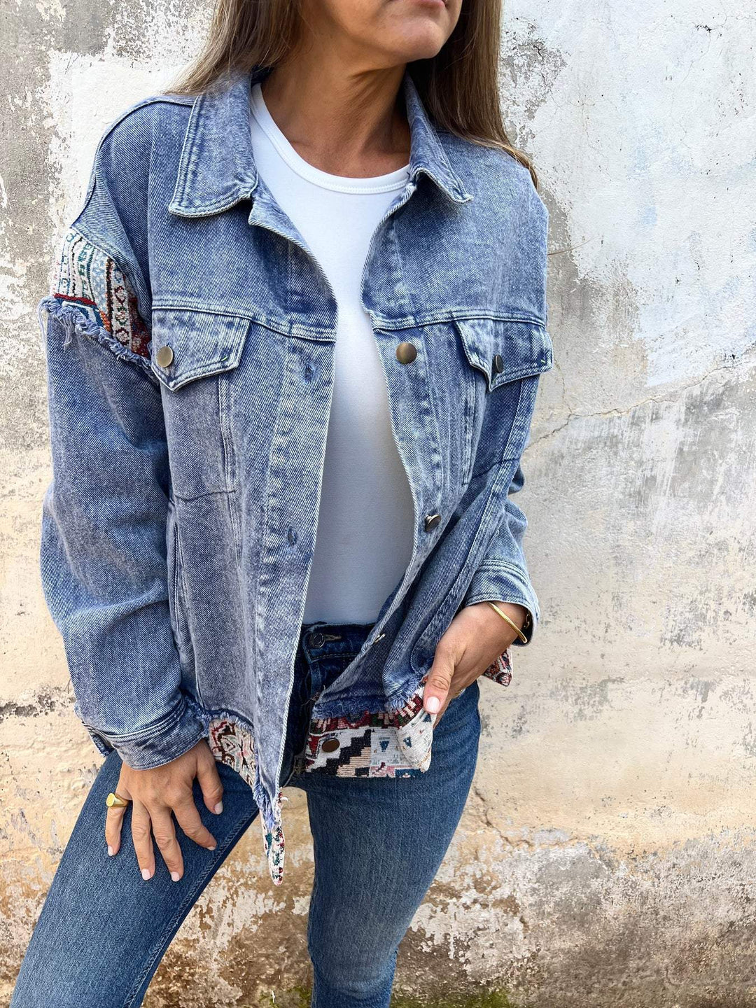 Denim Patchwork Casual Jacket