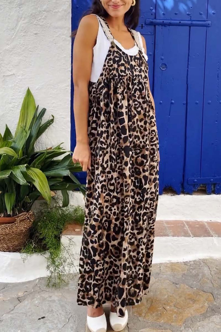 Women's Casual Strap Leopard Print Dress